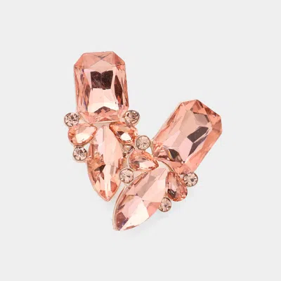 Fashnzfab Square Marquise Stone Cluster Evening Earrings In Multi