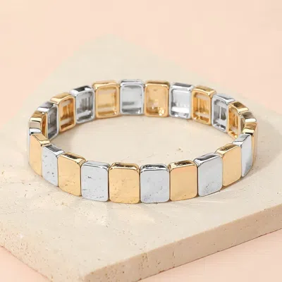 Fashnzfab Square Metal Stretch Bracelet In Gold