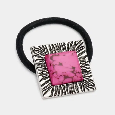 Fashnzfab Square Natural Stone Stretch Hairband In Metallic