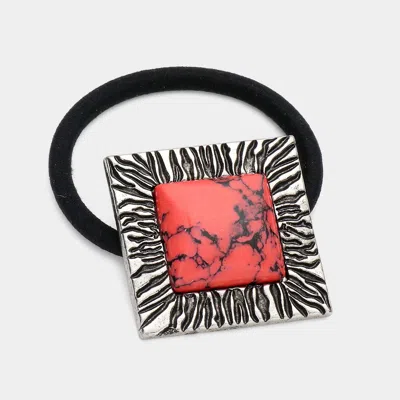 Fashnzfab Square Natural Stone Stretch Hairband In Black
