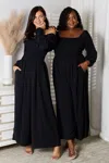 Fashnzfab Square Neck Jumpsuit With Pockets In Black
