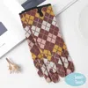 Fashnzfab Square Plaid Pattern Smart Touch Gloves In Brown