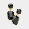 Fashnzfab Square Rectangle Glass Stone Link Drop Dangle Earrings In Black