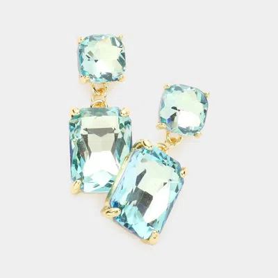 Fashnzfab Square Rectangle Glass Stone Link Drop Dangle Earrings In Gold