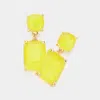 Fashnzfab Square Rectangle Glass Stone Link Drop Dangle Earrings In Yellow