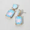 Fashnzfab Square Rectangle Glass Stone Link Drop Dangle Earrings In Multi