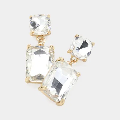 Fashnzfab Square Rectangle Link Dangle Evening Earrings In Gold