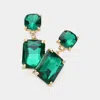 Fashnzfab Square Rectangle Link Dangle Evening Earrings In Green