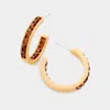 Fashnzfab Square Rhinestone Stone Accented Hoop Earrings - Beige, Lt Col Topaz In Gold