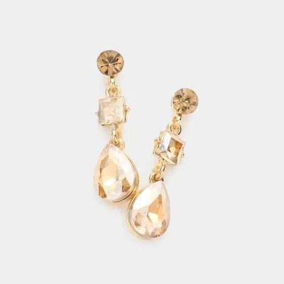 Fashnzfab Square Round Teardrop Stone Dangle Evening Earrings In Multi