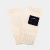 Fashnzfab Square Smile Face Accent Fingerless Knit Gloves In Neutral