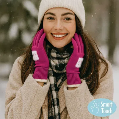 Fashnzfab Square Smile Face Patch Contrast Trim Smart Touch Gloves In Orange