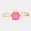 Fashnzfab Square Stone Accented Bracelet Neon, Pink In Multi