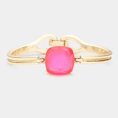 Fashnzfab Square Stone Accented Bracelet Neon, Pink In Multi
