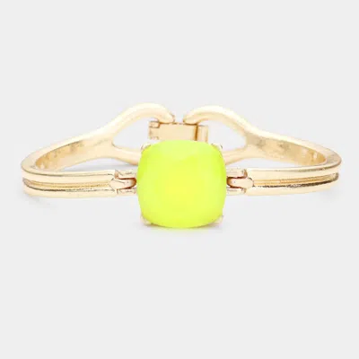 Fashnzfab Square Stone Accented Bracelet Neon, Yellow In Multi