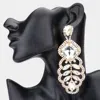 Fashnzfab Square Stone Accented Statement Evening Earring - Gold In Gold