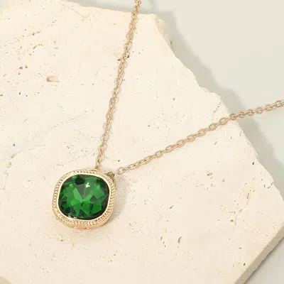 Fashnzfab Square Stone Bezel Pendant Necklace In Gold