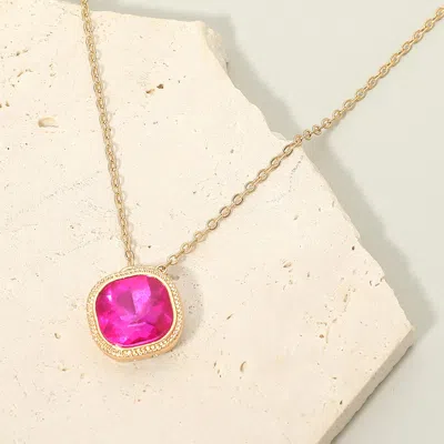 Fashnzfab Square Stone Bezel Pendant Necklace In Multi