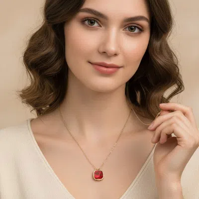 Fashnzfab Square Stone Bezel Pendant Necklace In Silver