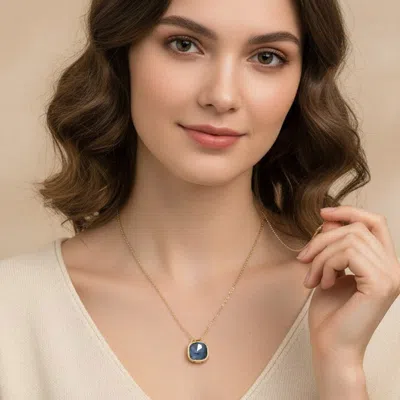 Fashnzfab Square Stone Bezel Pendant Necklace In Metallic