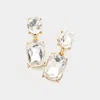 Fashnzfab Square Stone Cluster Dangle Evening Earrings - Gold In Gold