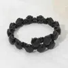 Fashnzfab Square Stone Cluster Link Adjustable Evening Bracelet In Black