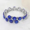 Fashnzfab Square Stone Cluster Link Adjustable Evening Bracelet In Blue