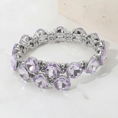Fashnzfab Square Stone Cluster Link Adjustable Evening Bracelet In Metallic