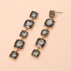 Fashnzfab Square Stone Cluster Link Drop Earrings In Multi
