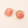 Fashnzfab Square Stone Done Stud Earrings Pink In Pink