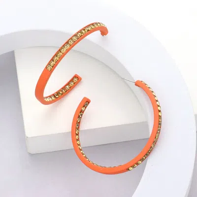 Fashnzfab Square Stone Embellished Hoop Earrings In Silver