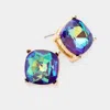 Fashnzfab Square Stone Stud Earrings - Blue In Multi
