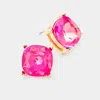 Fashnzfab Square Stone Stud Earrings - Neon, Pink In Pink