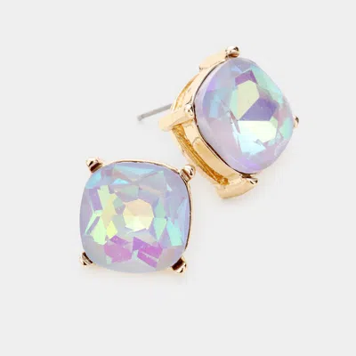 Fashnzfab Square Stone Stud Earrings - Gray In Purple
