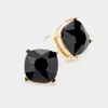 Fashnzfab Square Stone Stud Earrings - Jet Black In Black