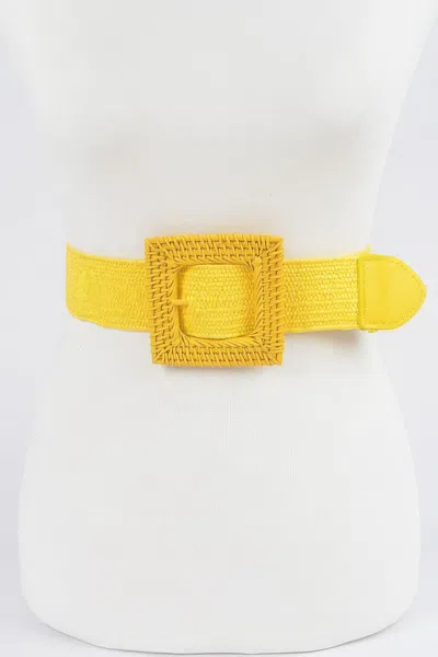 Fashnzfab Square Straw Buckle Belt In Metallic