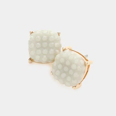 Fashnzfab Square Stud Earrings In Gold