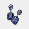 Fashnzfab Square Teardrop Stone Link Dangle Earrings - Montana Blue In Blue