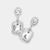 Fashnzfab Square Teardrop Stone Link Dangle Earrings - Silver In Silver