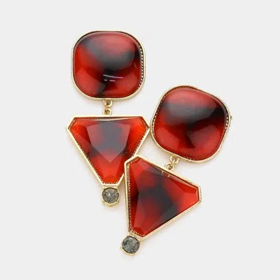 Fashnzfab Square Triangle Bead Dangle Earrings In Brown