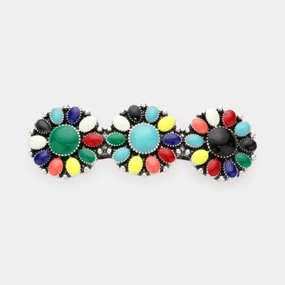 Fashnzfab Squash Blossom Natural Stone Accented Barrette - 3" X 1 In Multi