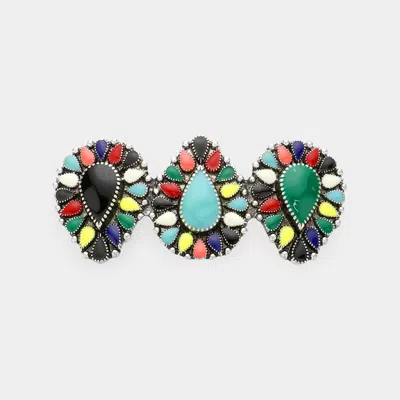 Fashnzfab Squash Blossom Natural Stone Accented Barrette - Multi