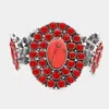 Fashnzfab Squash Blossom Natural Stone Accented Stretch Bracelet In Red