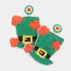 Fashnzfab St. Patrick's Day Felt Back Leprechaun Hat Dangle Earrings - Green In Green