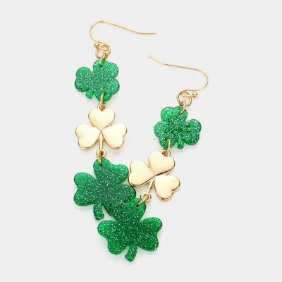 Fashnzfab St Patricks Day Acetate Shamrock Clover Link Dropdown Earrings In Multi