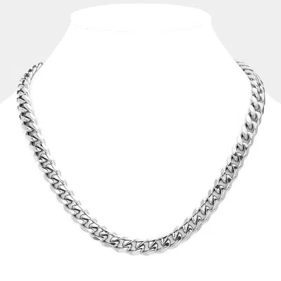 Fashnzfab Stainless Steel 20 Inch 8mm 6 Diamond Cut Cuban Chain Necklace In Multi