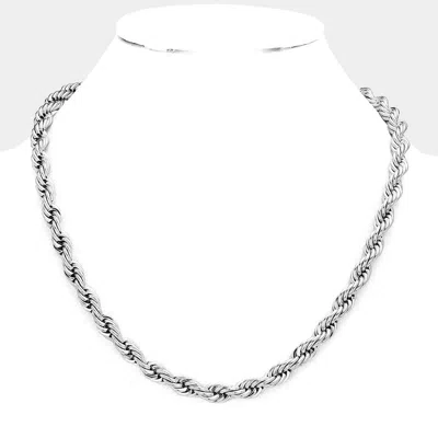 Fashnzfab Stainless Steel 20 Inch 8mm Rope Chain Necklace In Silver