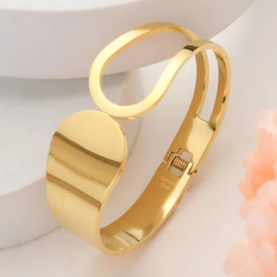 Fashnzfab Stainless Steel Abstract Hinged Bangle Bracelet Gold