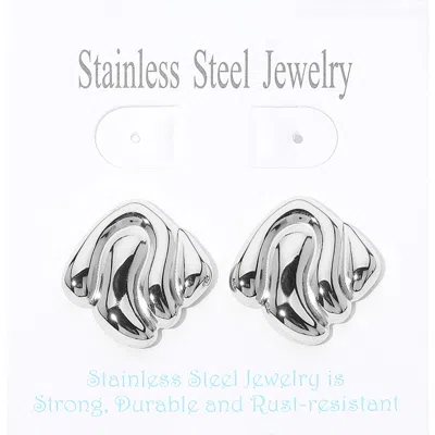 Fashnzfab Stainless Steel Abstract Plate Earrings In Multi