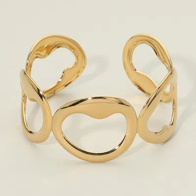 Fashnzfab Stainless Steel Abstract Sculptural Open Cuff Bracelet In Gold